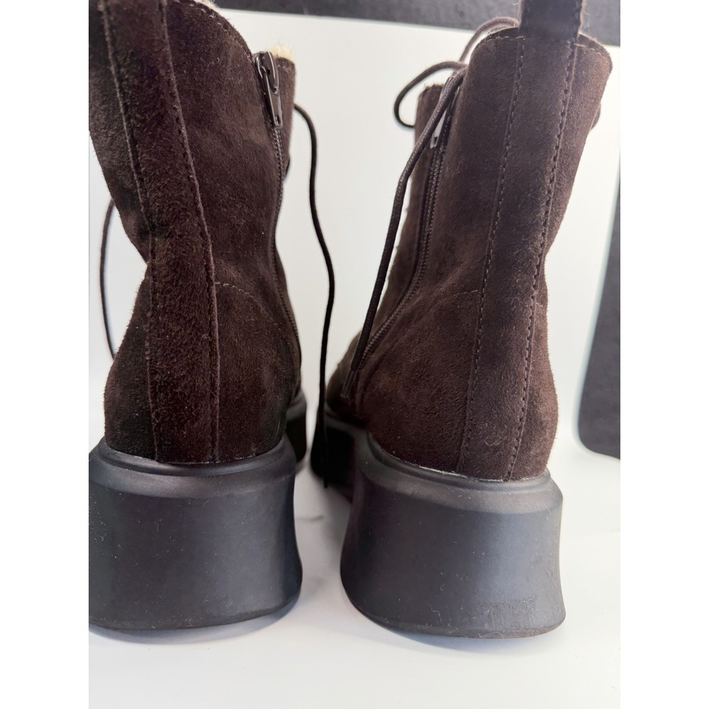 Steve Madden Jazmin faux fur-lined suede lace-up side zip combat boots - Picture 4 of 7